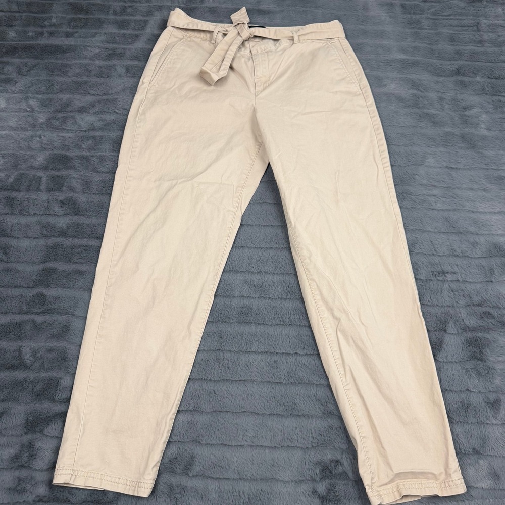 Banana Republic Womens Tan Khaki Tie Waist Chino Pants Size 4 Tapered Leg
